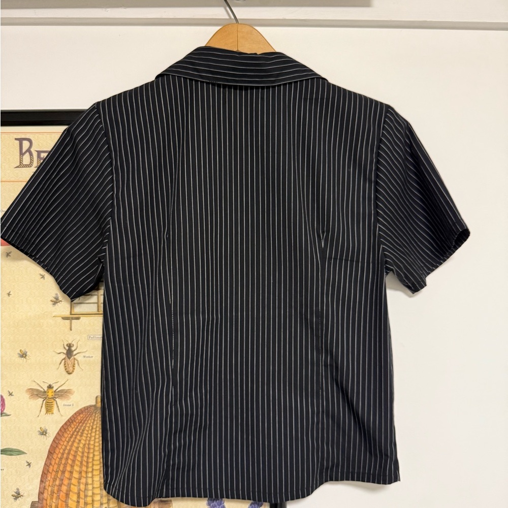 A. Bronze Age Black Pinstripe Short Sleeve Button-Down Shirt - Picture 3 of 5